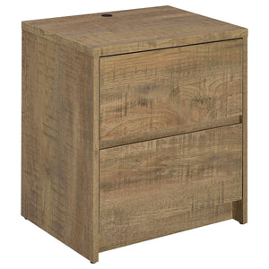 English Elm Geary Mango 2-Drawer Nightstand with LED Light, Dual Outlet, USB-A & USB-C Charging Ports, Compact Wood-Grain Storage B062P375561