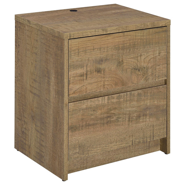 English Elm Geary Mango 2-Drawer Nightstand with LED Light, Dual Outlet, USB-A & USB-C Charging Ports, Compact Wood-Grain Storage B062P375561