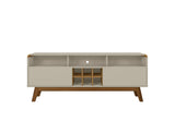 Manhattan Comfort Camberly Mid-Century Modern TV Stand Off White and Cinnamon 246BMC12