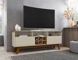 Manhattan Comfort Camberly Mid-Century Modern TV Stand Off White and Cinnamon 246BMC12