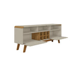 Manhattan Comfort Camberly Mid-Century Modern TV Stand Off White and Cinnamon 246BMC12