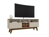 Manhattan Comfort Camberly Mid-Century Modern TV Stand Off White and Cinnamon 246BMC12