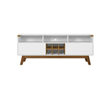 Manhattan Comfort Camberly Mid-Century Modern TV Stand White and Cinnamon 246BMC62