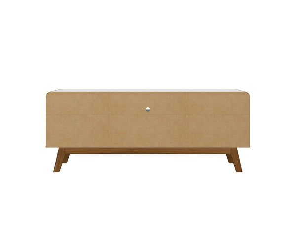 Manhattan Comfort Camberly Mid-Century Modern TV Stand White and Cinnamon 246BMC62