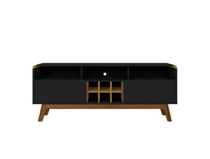 Manhattan Comfort Camberly Mid-Century Modern TV Stand Matte Black and Cinnamon 246BMC82