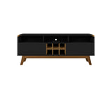 Manhattan Comfort Camberly Mid-Century Modern TV Stand Matte Black and Cinnamon 246BMC82