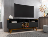 Manhattan Comfort Camberly Mid-Century Modern TV Stand Matte Black and Cinnamon 246BMC82