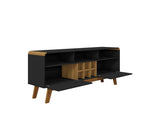 Manhattan Comfort Camberly Mid-Century Modern TV Stand Matte Black and Cinnamon 246BMC82