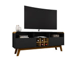 Manhattan Comfort Camberly Mid-Century Modern TV Stand Matte Black and Cinnamon 246BMC82