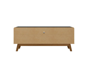 Manhattan Comfort Camberly Mid-Century Modern TV Stand Matte Black and Cinnamon 246BMC82