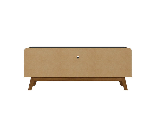 Manhattan Comfort Camberly Mid-Century Modern TV Stand Matte Black and Cinnamon 246BMC82