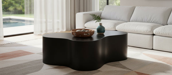 Meridian Furniture Tevere Angular Iron Coffee Table Sculptural Low Profile Accent for Modern Living Rooms Black 246Black-C