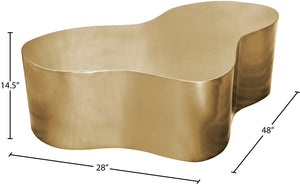 Meridian Furniture Tevere Angular Iron Coffee Table Sculptural Low Profile Accent for Modern Living Rooms Gold 246Gold-C