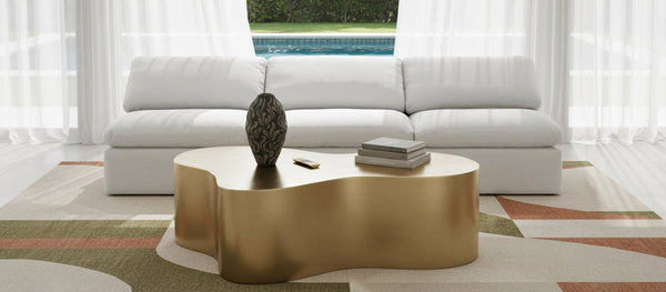 Meridian Furniture Tevere Angular Iron Coffee Table Sculptural Low Profile Accent for Modern Living Rooms Gold 246Gold-C