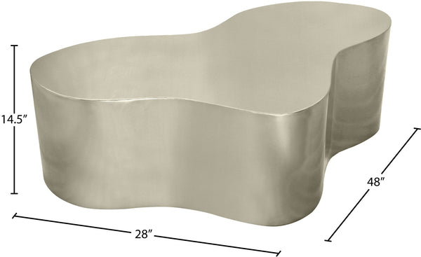 Meridian Furniture Tevere Angular Iron Coffee Table Sculptural Low Profile Accent for Modern Living Rooms Silver 246Silver-C