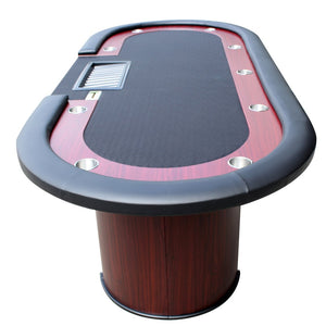 English Elm 96" Casino Style Poker Table with Speed Cloth Felt Racetrack and Steel Cup Holders Black W2748S00056