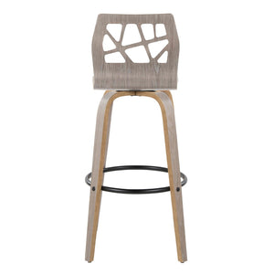 English Elm Folia Swivel Barstools Set of 2 Bent Wood Frame Upholstered Seat for Kitchen Island B202S00565