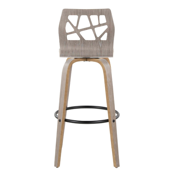 English Elm Folia Swivel Barstools Set of 2 Bent Wood Frame Upholstered Seat for Kitchen Island B202S00565