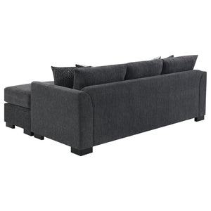 English Elm Pacheco Charcoal Fabric Sleeper Sectional with Chaise Pocket Coil Cushions Modern Living B062P451783