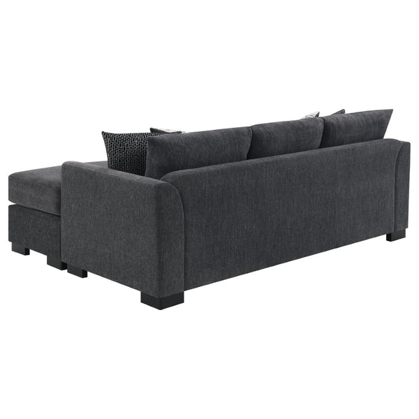 English Elm Pacheco Charcoal Fabric Sleeper Sectional with Chaise Pocket Coil Cushions Modern Living B062P451783