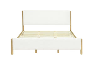 English Elm Christopher Knight Home® - Modern White Boucle Upholstered Bed With Eco-Friendly Rubberwood Legs - King Size, Stylish Comfort N769P266448W