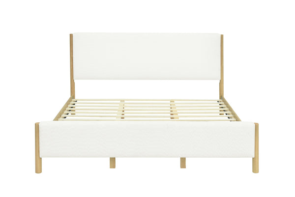 English Elm Christopher Knight Home® - Modern White Boucle Upholstered Bed With Eco-Friendly Rubberwood Legs - King Size, Stylish Comfort N769P266448W