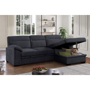 English Elm Chenille Reversible Sectional Sofa with Ottoman — Plush Tufted Chenille, Eucalyptus Frame Comfort Retreat Dark Gray B016S00043