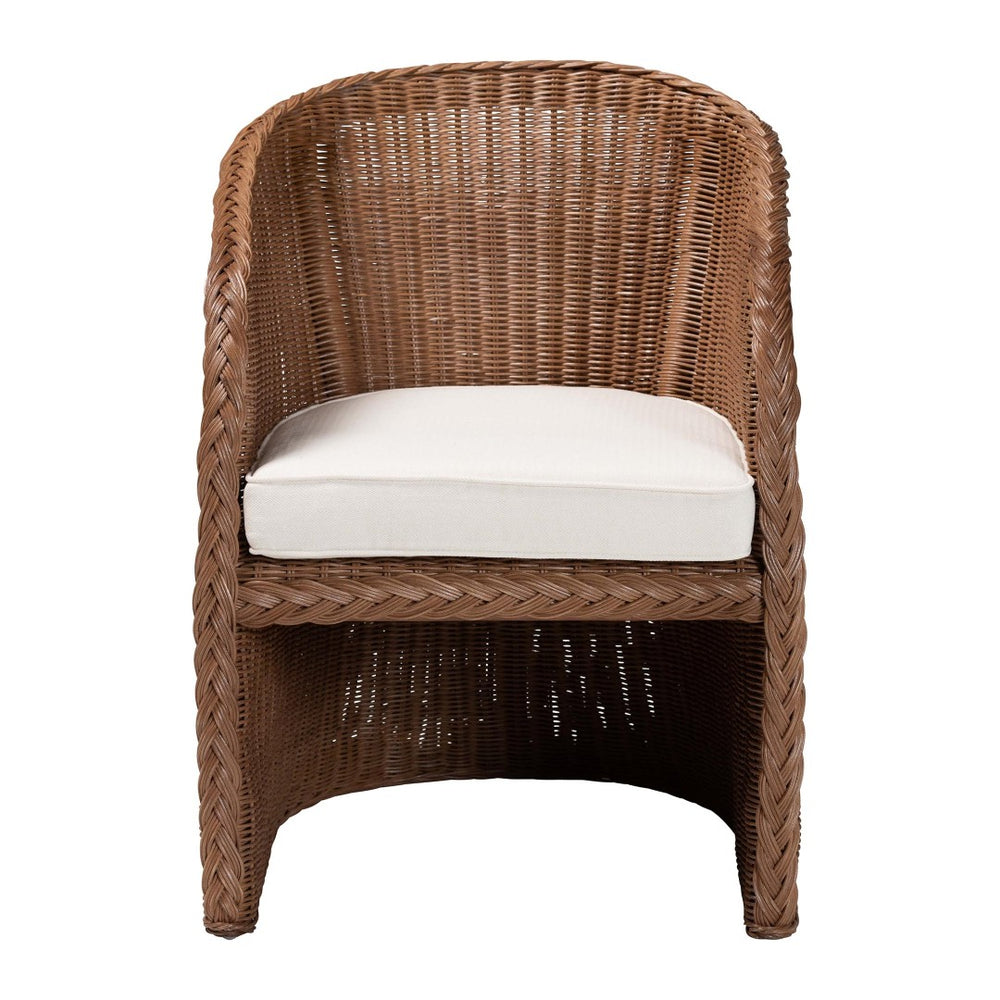 English Elm Bohemian Braided Rattan Accent Chair with Cushion for Casual Living Spaces B2750P467820