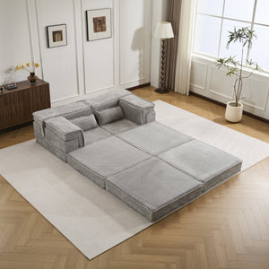 English Elm Compression Modular Floor Sofa Bed - Versatile, Soft Circle Fleece 2-Seater With Ottoman, No Tools Needed! W3723S00028