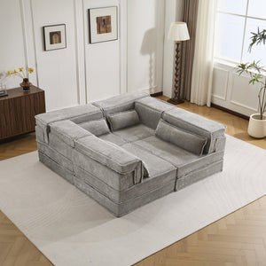 English Elm Compression Boneless Modular Sofa Bed - Versatile, Plush 4-Seater With Pillows, No Assembly Needed! W3723S00032
