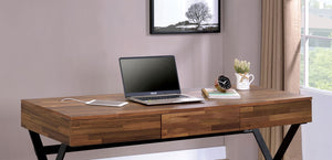 English Elm Industrial Writing Desk with Weathered Wood Top and Metal Frame, Sturdy Modern Laptop Workspace for Home Office Black 65 L x 29 W x 11 H B2741P339704