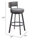 Gimsby Swivel Barstool Gray 110332 Zuo Modern