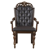 Madsinor Arm Chairs Set of 2: Brown & Black, Tufted High Back, Turned Legs | 25.79 x 25.67 x 41.97