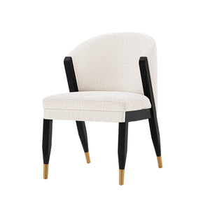 English Elm Ola Wood Chenille Dining Chair with Elm Frame and Brushed Gold Tips, Luxurious Foam Seat, 330lb Capacity Cream B365P397699