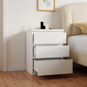 English Elm 19.7-inch Matte Finish Nightstand with Touch Release Drawers for Minimalist Bedrooms White W3151P407888
