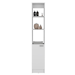 English Elm Linen tall storage cabinet with single door and 6 adjustable shelves, sleek handle and modern finish White 46 L x 18.8 W x 5.11 H B097P199753