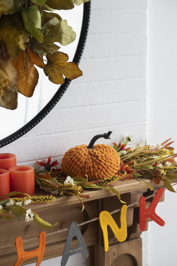 English Elm Set Of 2 Charming Chenille Weighted Pumpkins – Perfect Fall Decor For Thanksgiving & Harvest Season W2078P246682-GIGA