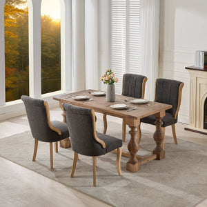 English Elm Snow velvet dining chair with plush breathable upholstery, mid-century wood trim and sculpted legs comfort and style Gray W1143P332692