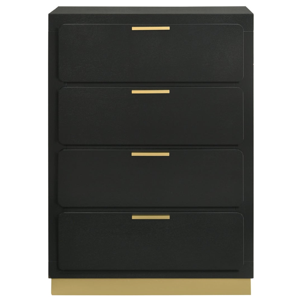 English Elm Sophia Black 4-Drawer Chest – Elegant Storage Solution With Gold Accents For Modern And Vintage Spaces B062P353394-GIGA
