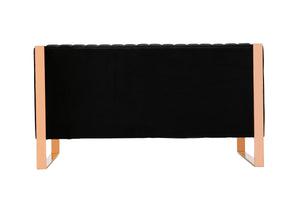 English Elm Trillium Velvet Loveseat with Gold Stainless Steel Frame, Vertical Stitching & High-Density Foam Upholstery Black B365P398094