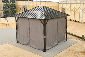 English Elm 10*10FT Aluminum Patio Gazebo with Galvanized Steel Hardtop, Double-Tier Ventilated Roof, Weatherproof Black W765S00015