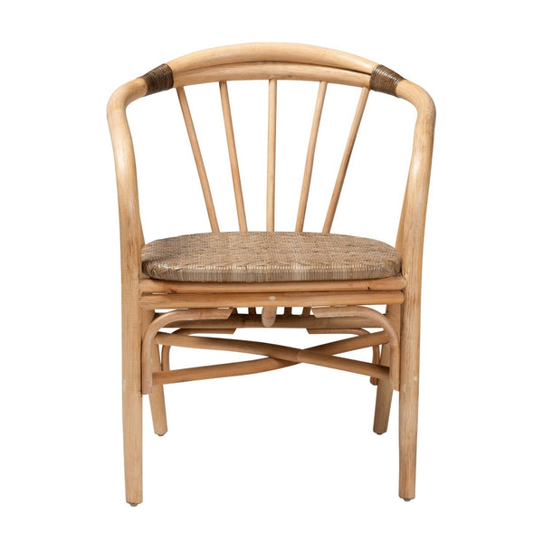 English Elm Modern Bohemian Rattan Woven Metal Dining Chairs Set of Two for Eclectic Spaces B2750P420362