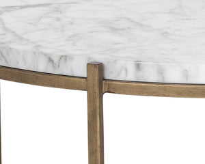 Sunpan Solana Coffee Table – Stunning Marble Look Top with Antique Brass Base for Modern Living Spaces Round - 34W x 34D x 16H