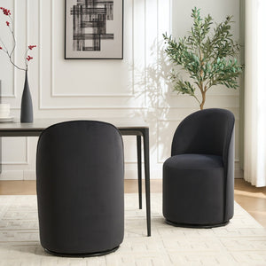 English Elm Set Velvet Swivel Barrel Accent Chair Mid Century Ergonomic Seat for Dining Vanity Dark Grey W3244P308286