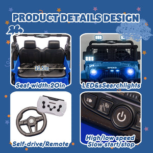 English Elm 24v Two-seat Kids Electric Ride on Truck with Parental Remote and Off-road Suspension W1578P375446