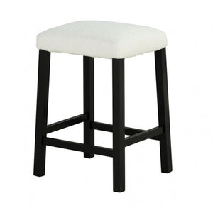 English Elm Dining Rustic Country Counter Height 5pc Dining Set with Plank Table, Open Shelf & Padded Chairs Black,Ivory,White 40 L x 35 W x 9 H B2741P301902