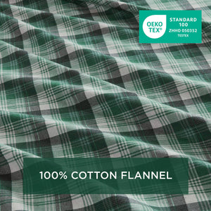 English Elm 4 Pcs Cozy Green Plaid Full Sheet Set – Soft 100% Cotton Flannel For Warmth & Everyday Comfort B035P319784