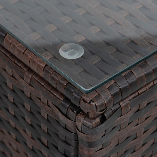 English Elm Patio 5-Piece Wicker Furniture Set With Comfortable Cushions & Glass Coffee Table For Outdoor Relaxation W1703S00021-GIGA