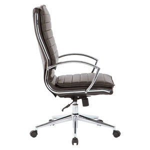 OSP Home Furnishings High Back Executive Office Chair Faux Leather Ergonomic Seat with Chrome Arms and Lumbar Support High SPX23590C-U1