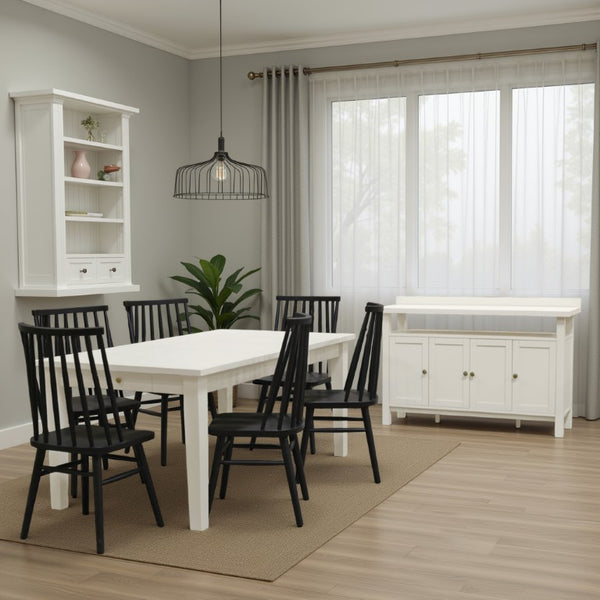Alpine Furniture Avery Extension Dining Table With Built-In Leaf, Storage Drawers, Classic Cream Finish For Homes Coconut Milk 2478-01